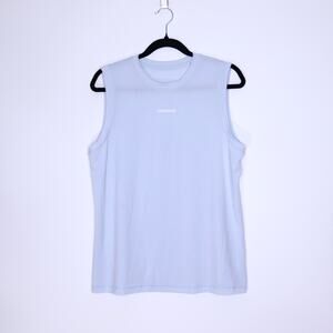 LULULEMON Jersey Training Muscle Tank Top Wordmark Starch Blue Active Women's 14